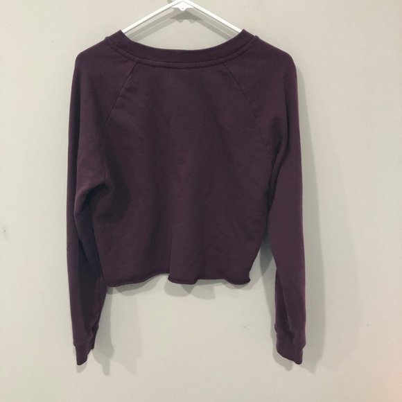 Pink‎ Victoria's Secret Women's Cropped Sweater Burgundy Size S Spellout - Picture 5 of 9
